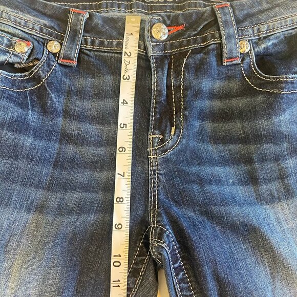 Miss Me Jeans Mid Rise Easy Crop Rhinestone embellished Women’s Sz 30 Dark Wash - Picture 12 of 13